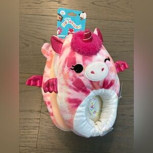 Squishmallow kids pink unicorn indoor slippers sz 13-1 NWT